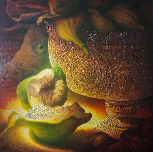 L'onesto maiale - OLIO SU TELA, 130x130 cm